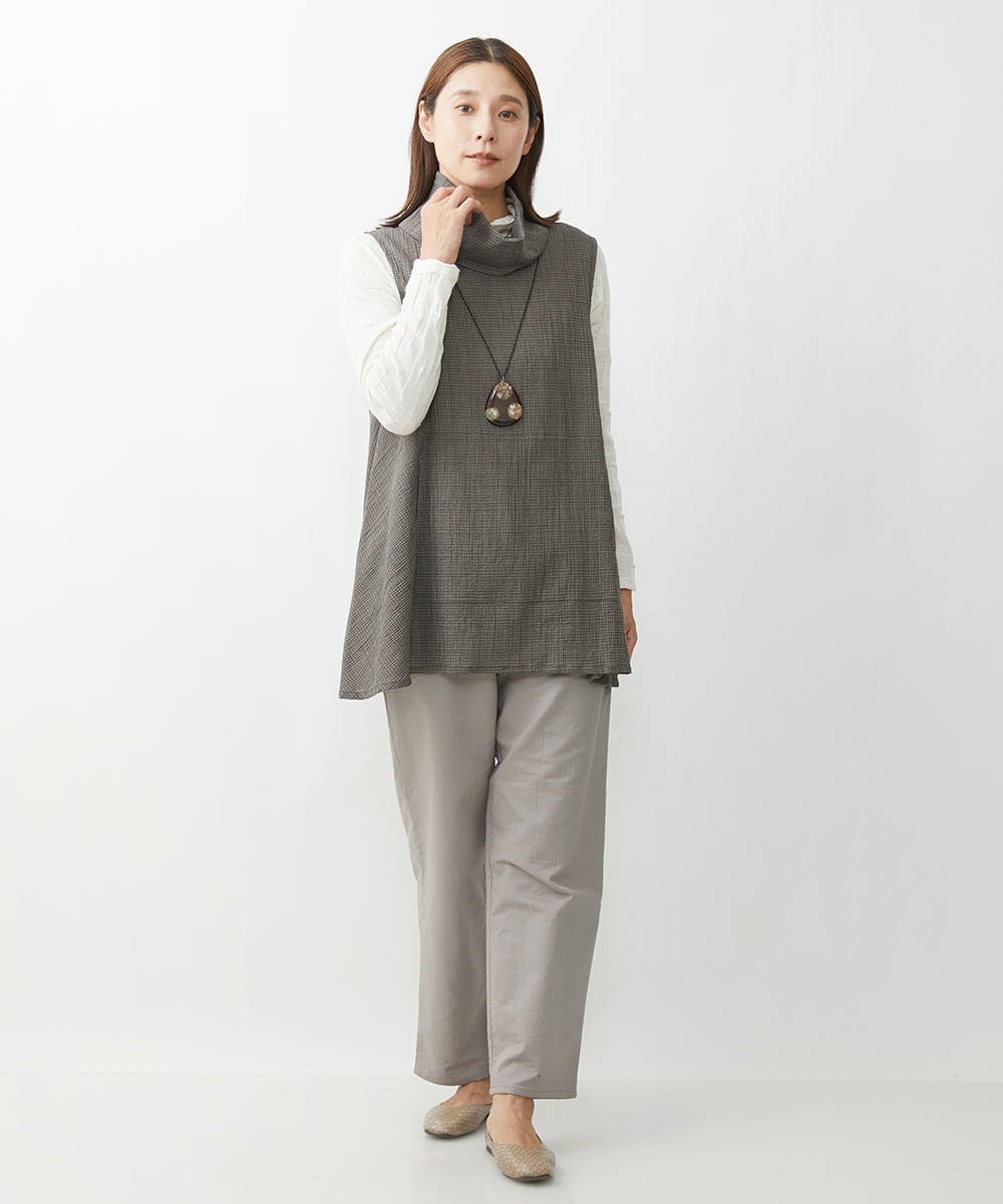 NGBJS31230 GIANNI LO GIUDICE(ジャンニ ロ ジュディチェ) [洗える]ミニグレンチェックアムンゼンチュニックベスト グレー