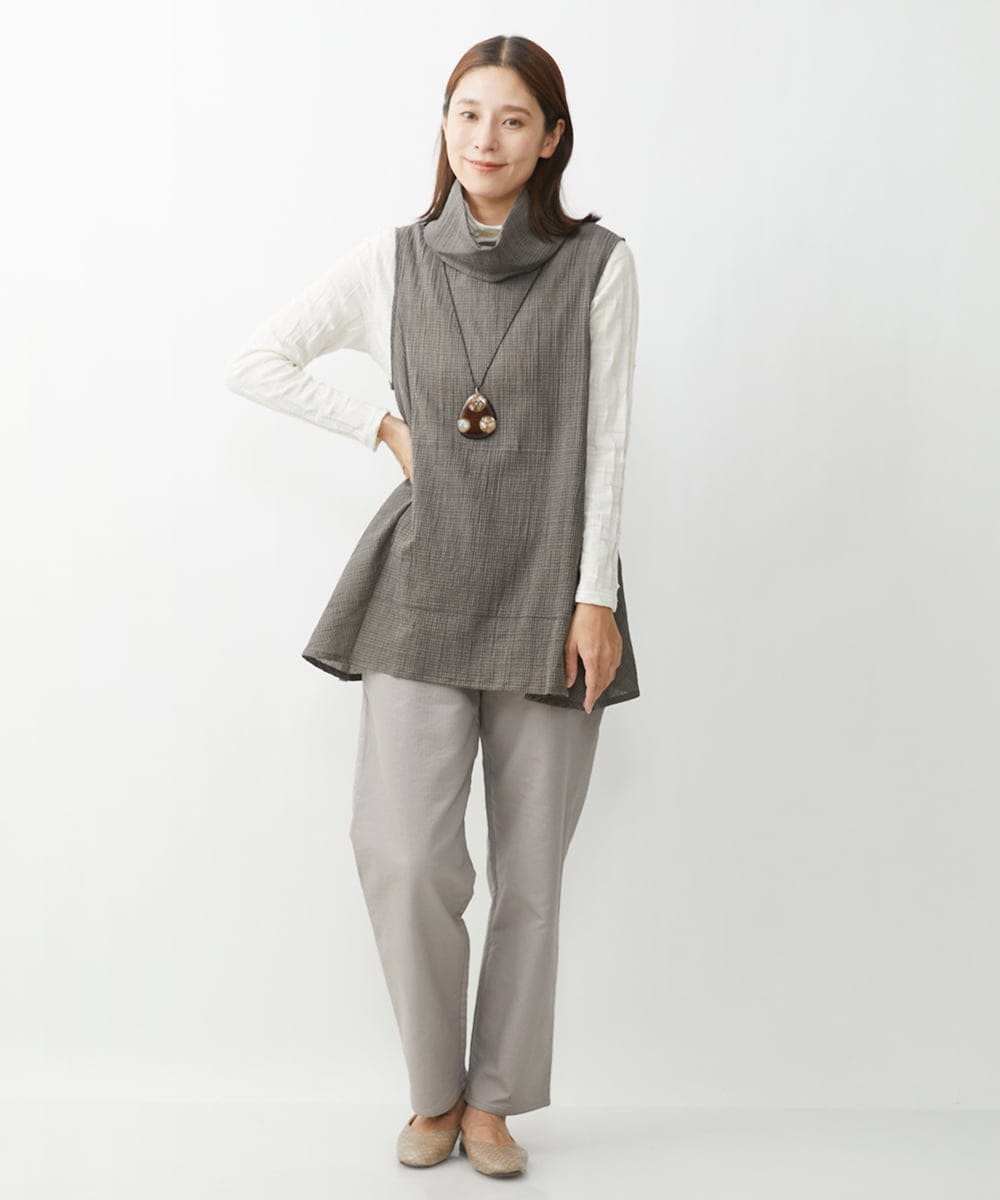 NGBJS31230 GIANNI LO GIUDICE(ジャンニ ロ ジュディチェ) [洗える]ミニグレンチェックアムンゼンチュニックベスト グレー