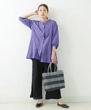 NGBJT20270 GIANNI LO GIUDICE(ジャンニ ロ ジュディチェ) [洗える]ラクナウ刺繍ノーカラーブラウス パープル