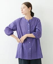 NGBJT20270 GIANNI LO GIUDICE(ジャンニ ロ ジュディチェ) [洗える]ラクナウ刺繍ノーカラーブラウス パープル