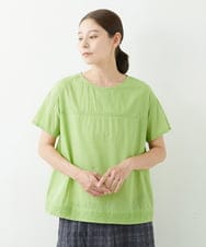NGBJT21250 GIANNI LO GIUDICE(ジャンニ ロ ジュディチェ) [洗える]ラクナウ刺繍スモックブラウス グリーン