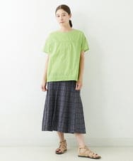NGBJT21250 GIANNI LO GIUDICE(ジャンニ ロ ジュディチェ) [洗える]ラクナウ刺繍スモックブラウス グリーン