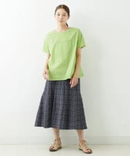 NGBJT21250 GIANNI LO GIUDICE(ジャンニ ロ ジュディチェ) [洗える]ラクナウ刺繍スモックブラウス グリーン