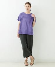 NGBJT21250 GIANNI LO GIUDICE(ジャンニ ロ ジュディチェ) [洗える]ラクナウ刺繍スモックブラウス パープル