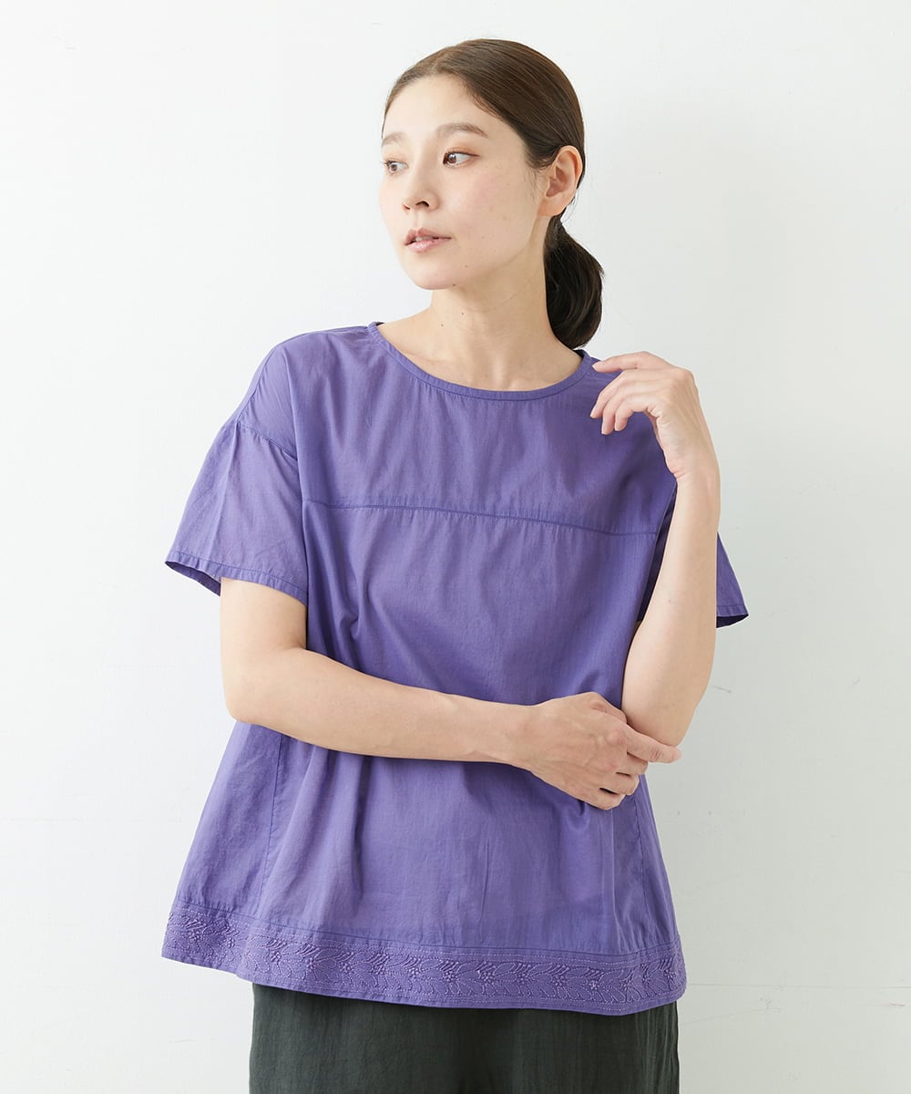 NGBJT21250 GIANNI LO GIUDICE(ジャンニ ロ ジュディチェ) [洗える]ラクナウ刺繍スモックブラウス パープル