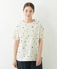 NGBJT25230 GIANNI LO GIUDICE(ジャンニ ロ ジュディチェ) [洗える]スラブコットンドット刺繍プルオーバーブラウス ベージュ