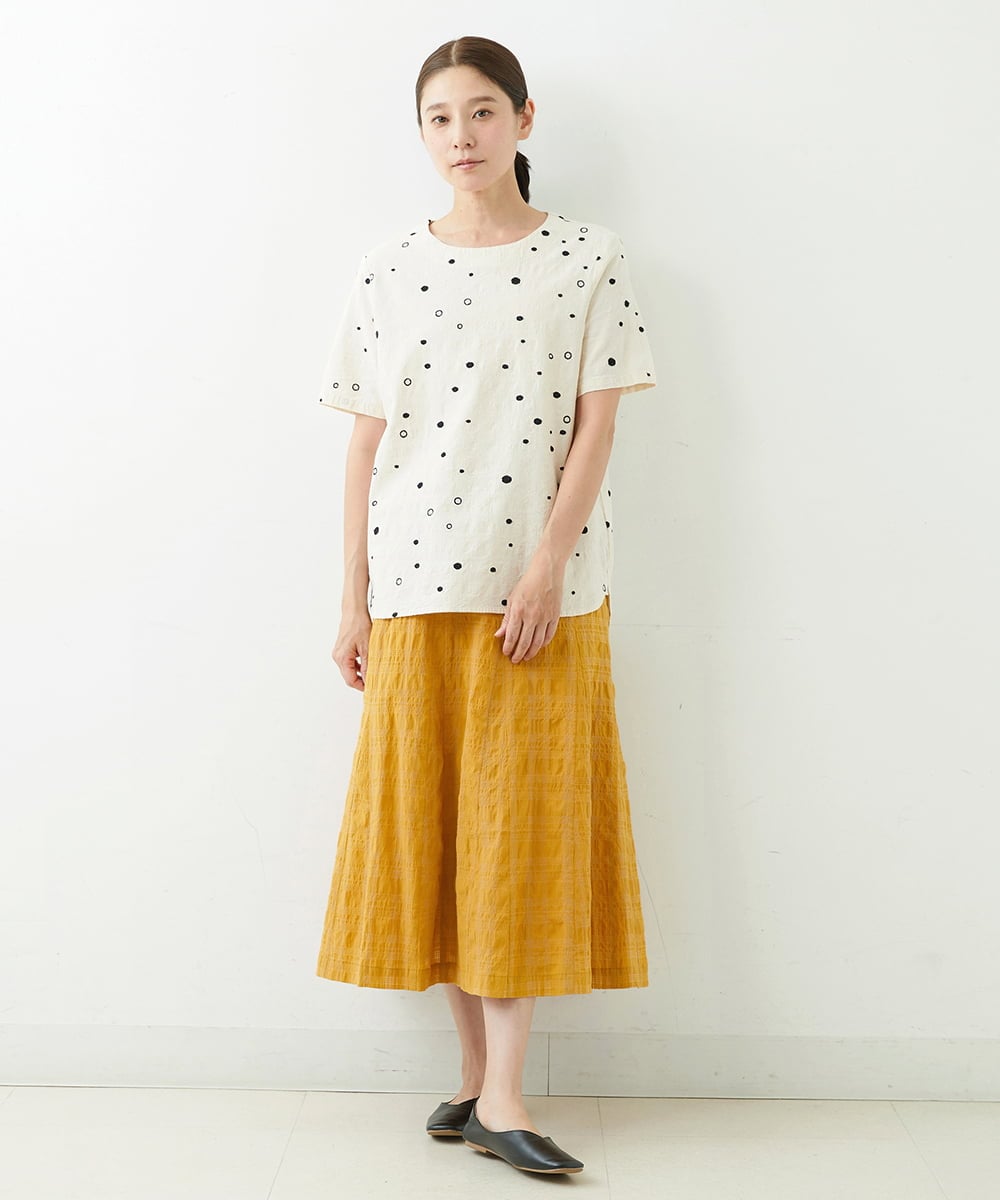 NGBJT25230 GIANNI LO GIUDICE(ジャンニ ロ ジュディチェ) [洗える]スラブコットンドット刺繍プルオーバーブラウス ベージュ