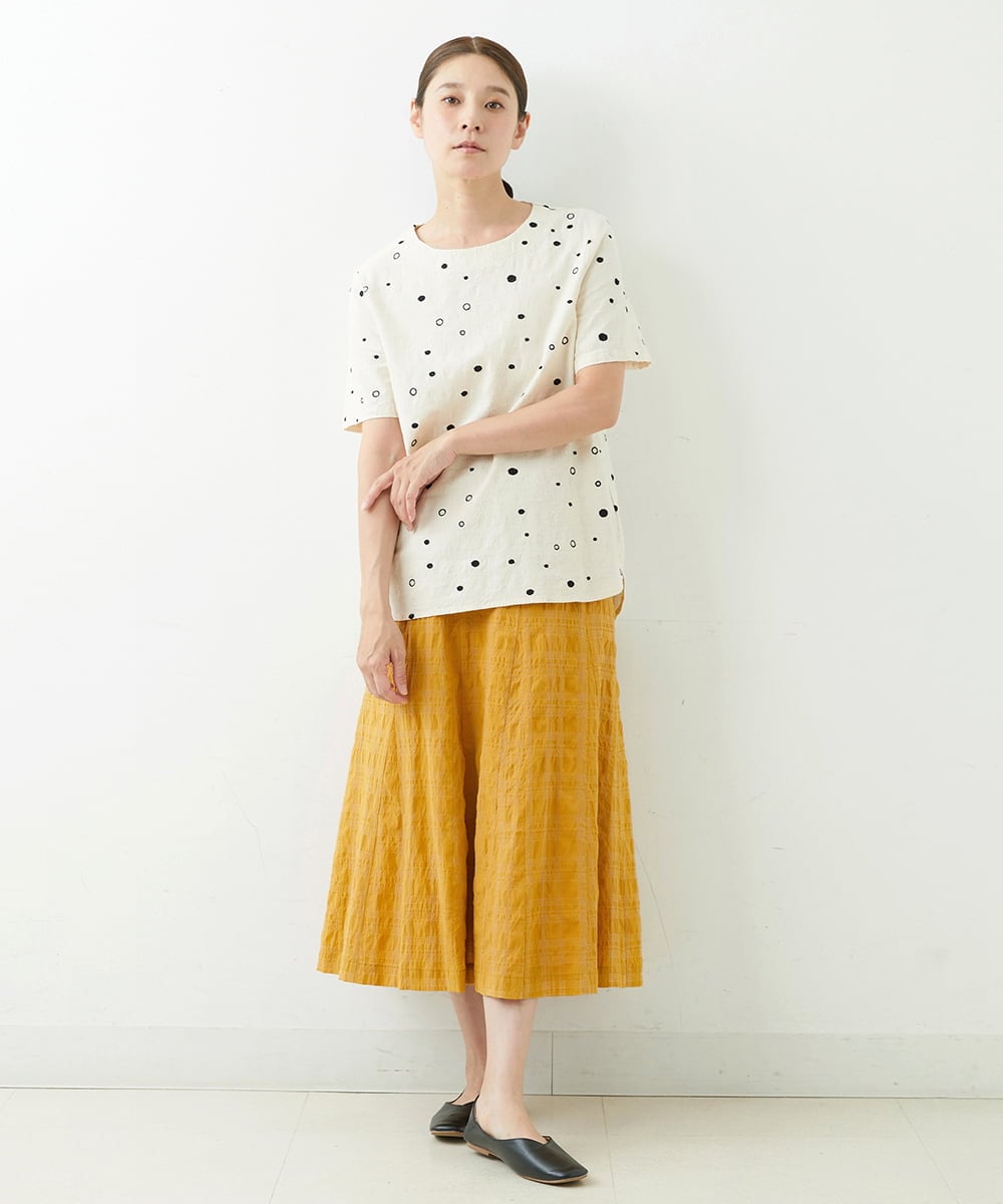 NGBJT25230 GIANNI LO GIUDICE(ジャンニ ロ ジュディチェ) [洗える]スラブコットンドット刺繍プルオーバーブラウス ベージュ