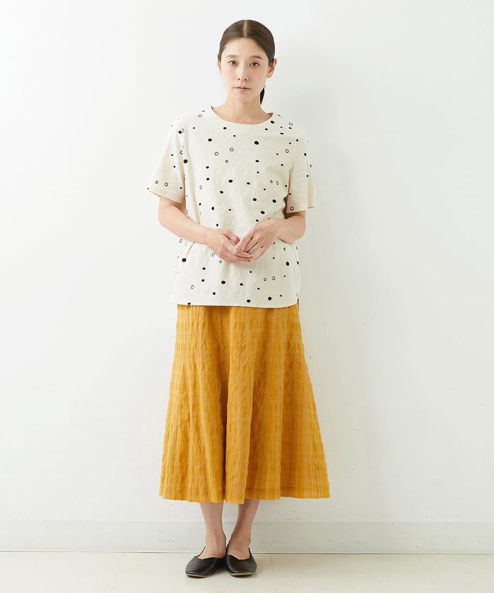 NGBJT25230 GIANNI LO GIUDICE(ジャンニ ロ ジュディチェ) [洗える]スラブコットンドット刺繍プルオーバーブラウス ベージュ