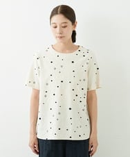 NGBJT25230 GIANNI LO GIUDICE(ジャンニ ロ ジュディチェ) [洗える]スラブコットンドット刺繍プルオーバーブラウス ベージュ
