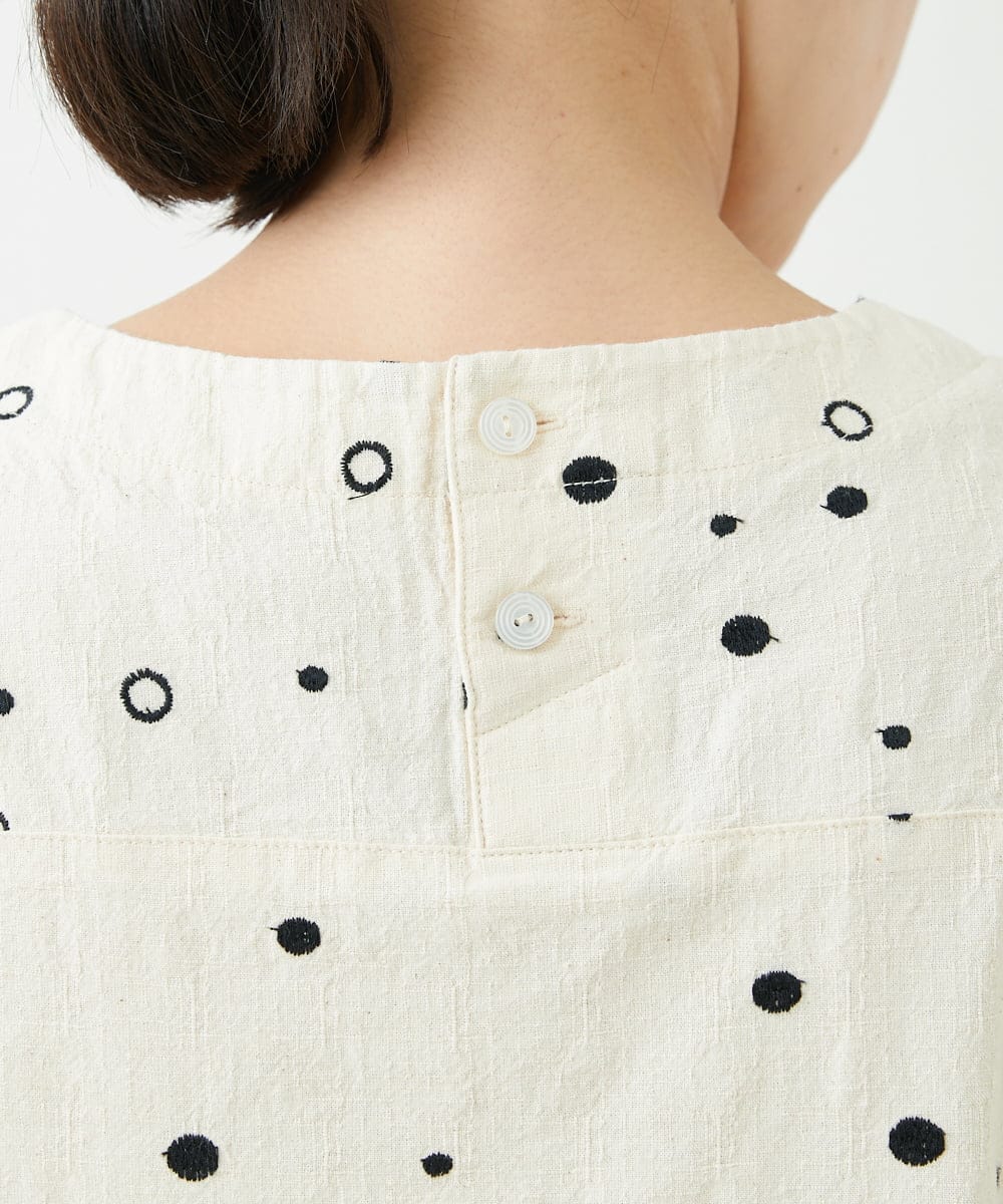 NGBJT25230 GIANNI LO GIUDICE(ジャンニ ロ ジュディチェ) [洗える]スラブコットンドット刺繍プルオーバーブラウス ベージュ