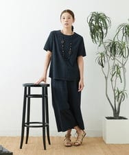 NGBJT25230 GIANNI LO GIUDICE(ジャンニ ロ ジュディチェ) [洗える]スラブコットンドット刺繍プルオーバーブラウス ブラック