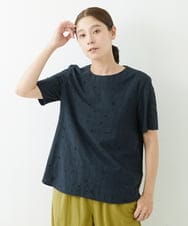 NGBJT25230 GIANNI LO GIUDICE(ジャンニ ロ ジュディチェ) [洗える]スラブコットンドット刺繍プルオーバーブラウス ブラック