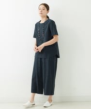 NGBJT25230 GIANNI LO GIUDICE(ジャンニ ロ ジュディチェ) [洗える]スラブコットンドット刺繍プルオーバーブラウス ブラック