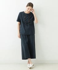 NGBJT25230 GIANNI LO GIUDICE(ジャンニ ロ ジュディチェ) [洗える]スラブコットンドット刺繍プルオーバーブラウス ブラック
