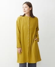 NGBJU15250 GIANNI LO GIUDICE(ジャンニ ロ ジュディチェ) [洗える]コットンガーゼロングブラウス マスタードグリーン
