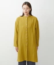 NGBJU15250 GIANNI LO GIUDICE(ジャンニ ロ ジュディチェ) [洗える]コットンガーゼロングブラウス マスタードグリーン