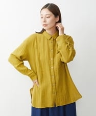 NGBJU16230 GIANNI LO GIUDICE(ジャンニ ロ ジュディチェ) [洗える]コットンガーゼブラウス マスタードグリーン