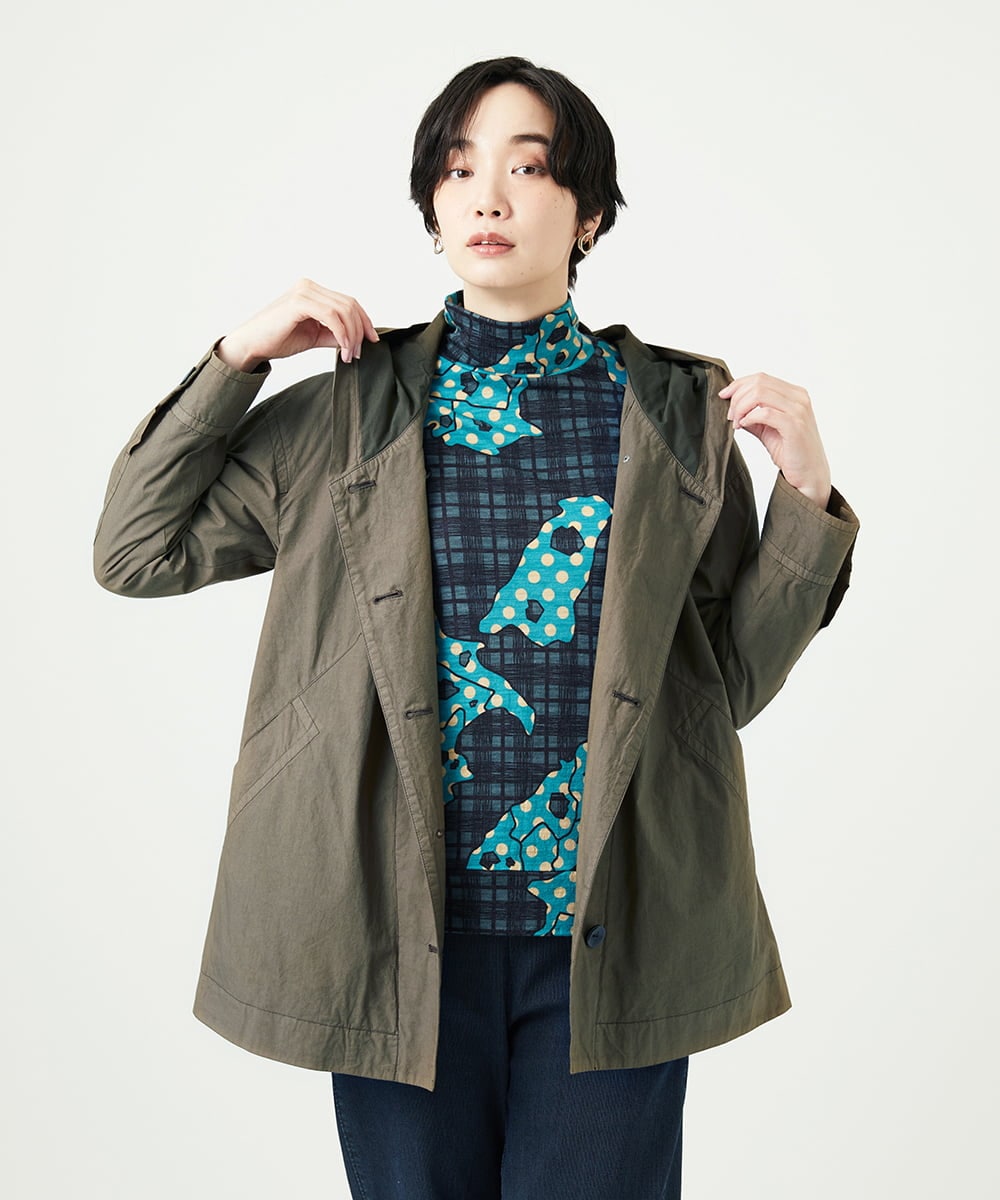 NGDAD01490 GIANNI LO GIUDICE(ジャンニ ロ ジュディチェ) [洗える]コットンタイプライターフーディージャケット カーキ