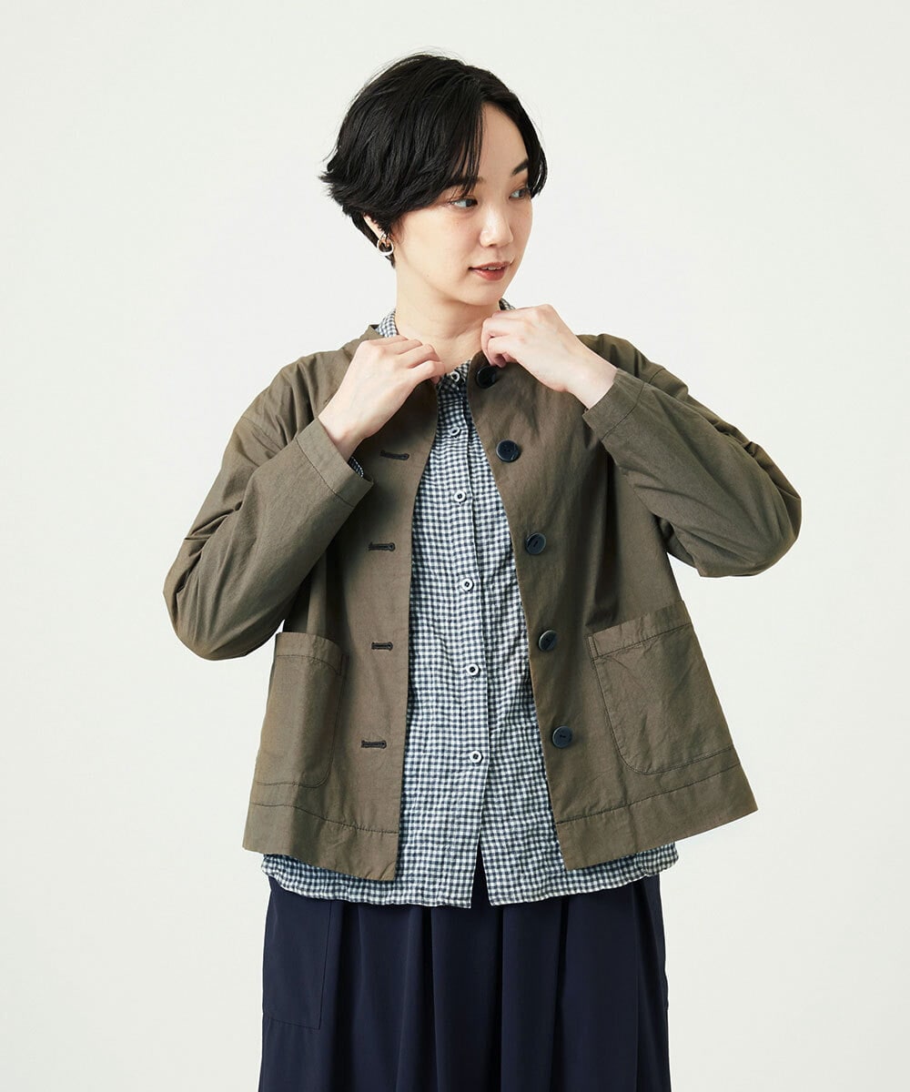 NGDAD02390 GIANNI LO GIUDICE(ジャンニ ロ ジュディチェ) [洗える]コットンタイプライターショートジャケット カーキ