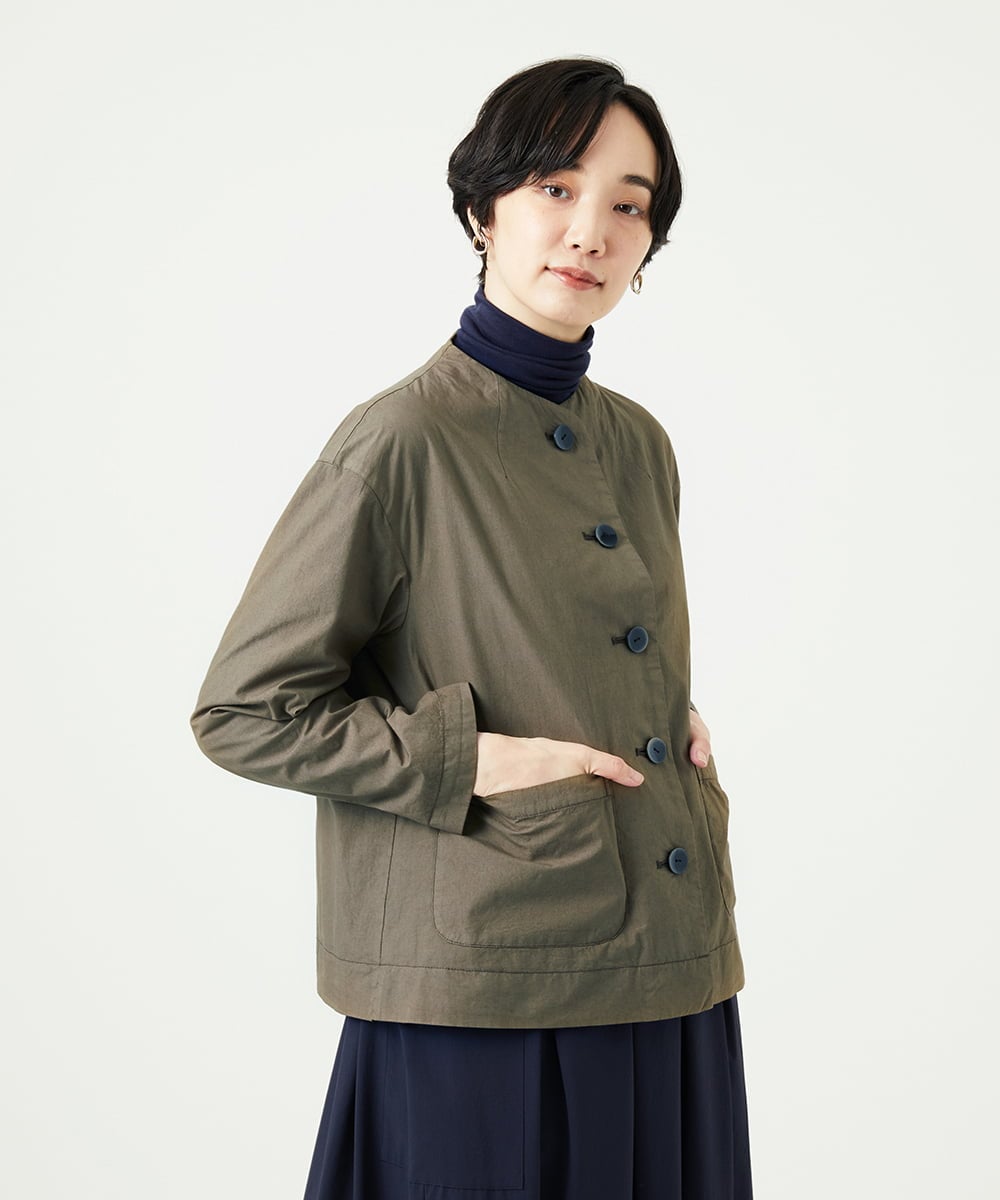 NGDAD02390 GIANNI LO GIUDICE(ジャンニ ロ ジュディチェ) [洗える]コットンタイプライターショートジャケット カーキ