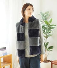 NGDAE21390 GIANNI LO GIUDICE(ジャンニ ロ ジュディチェ) ボアタフタキルトベスト ネイビー