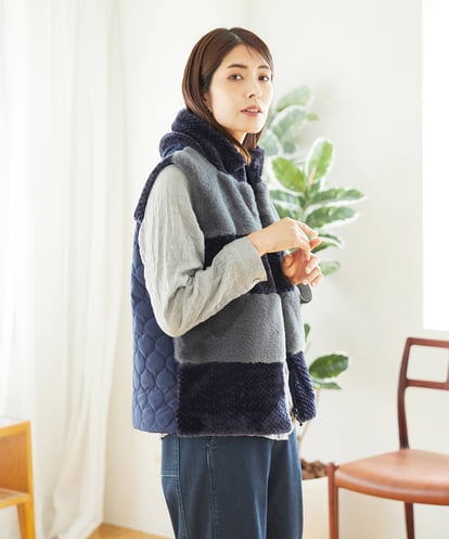 NGDAE21390 GIANNI LO GIUDICE ボアタフタキルトベスト