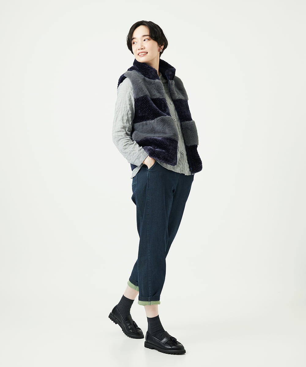 NGDAE21390 GIANNI LO GIUDICE(ジャンニ ロ ジュディチェ) ボアタフタキルトベスト ネイビー