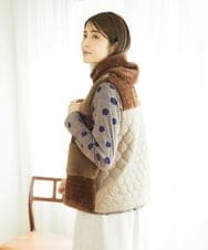 NGDAE21390 GIANNI LO GIUDICE(ジャンニ ロ ジュディチェ) ボアタフタキルトベスト ベージュ