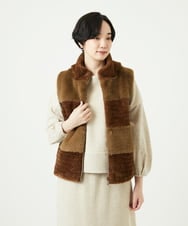 NGDAE21390 GIANNI LO GIUDICE(ジャンニ ロ ジュディチェ) ボアタフタキルトベスト ベージュ