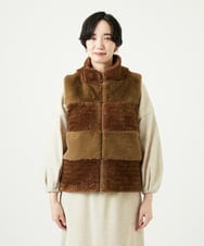 NGDAE21390 GIANNI LO GIUDICE(ジャンニ ロ ジュディチェ) ボアタフタキルトベスト ベージュ