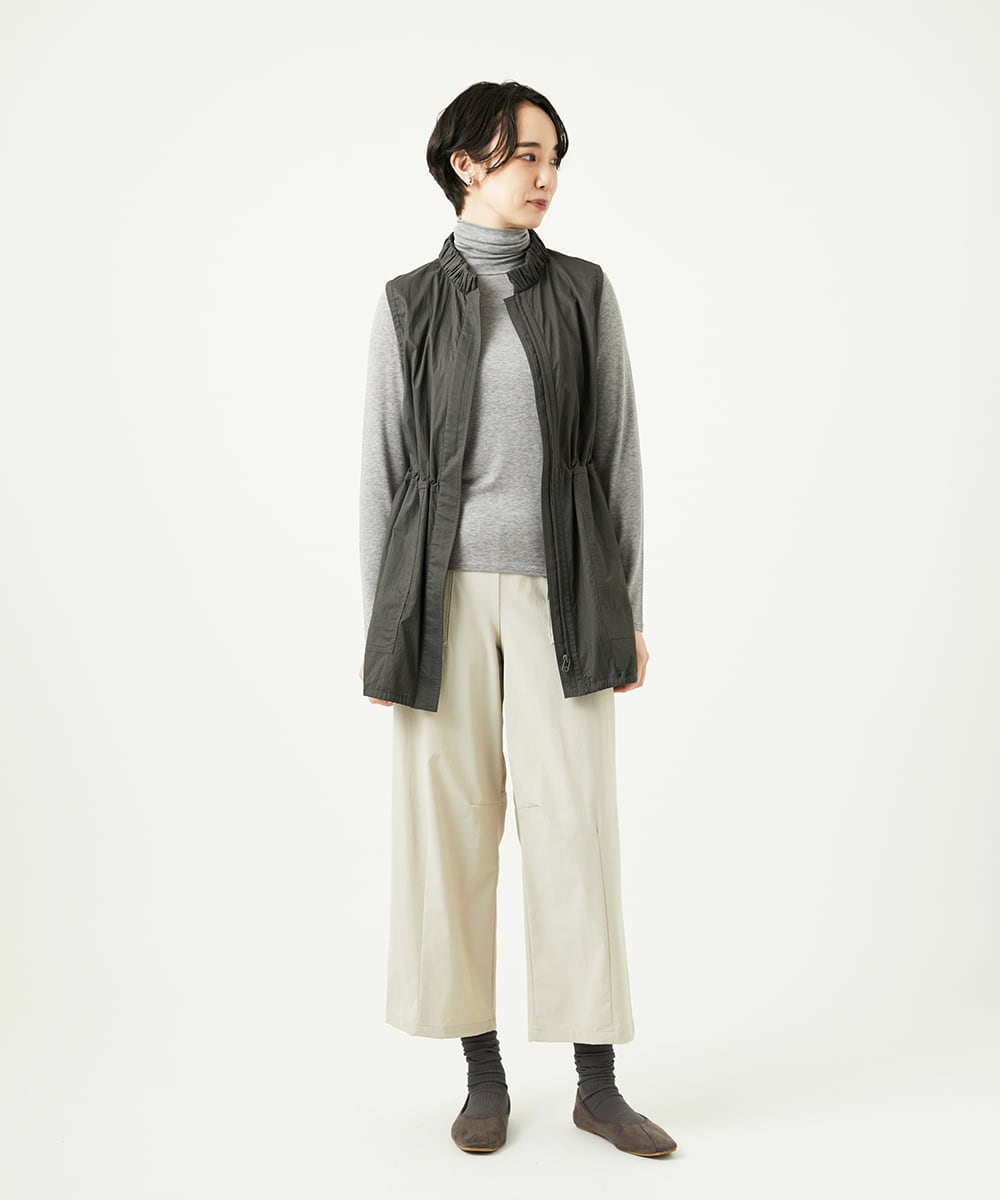 NGDAF01360 GIANNI LO GIUDICE(ジャンニ ロ ジュディチェ) [洗える]マイクロストライプストレッチロングベスト カーキ