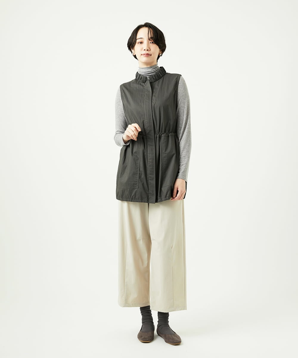 NGDAF01360 GIANNI LO GIUDICE(ジャンニ ロ ジュディチェ) [洗える]マイクロストライプストレッチロングベスト カーキ