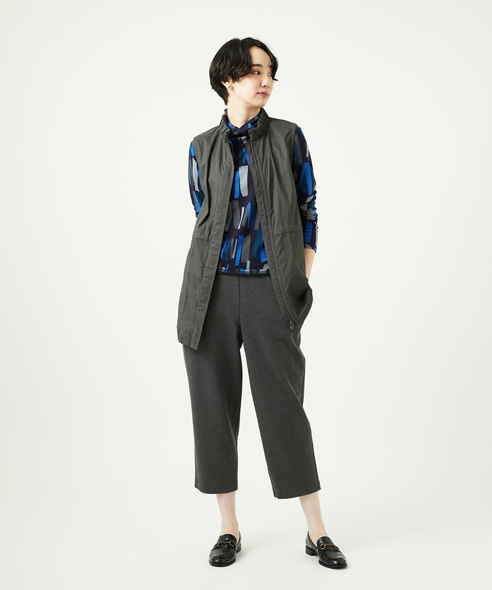 NGDAF01360 GIANNI LO GIUDICE(ジャンニ ロ ジュディチェ) [洗える]マイクロストライプストレッチロングベスト カーキ
