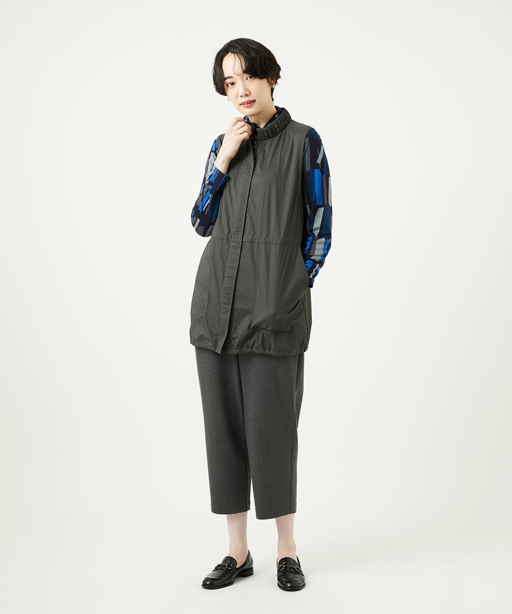 NGDAF01360 GIANNI LO GIUDICE(ジャンニ ロ ジュディチェ) [洗える]マイクロストライプストレッチロングベスト カーキ