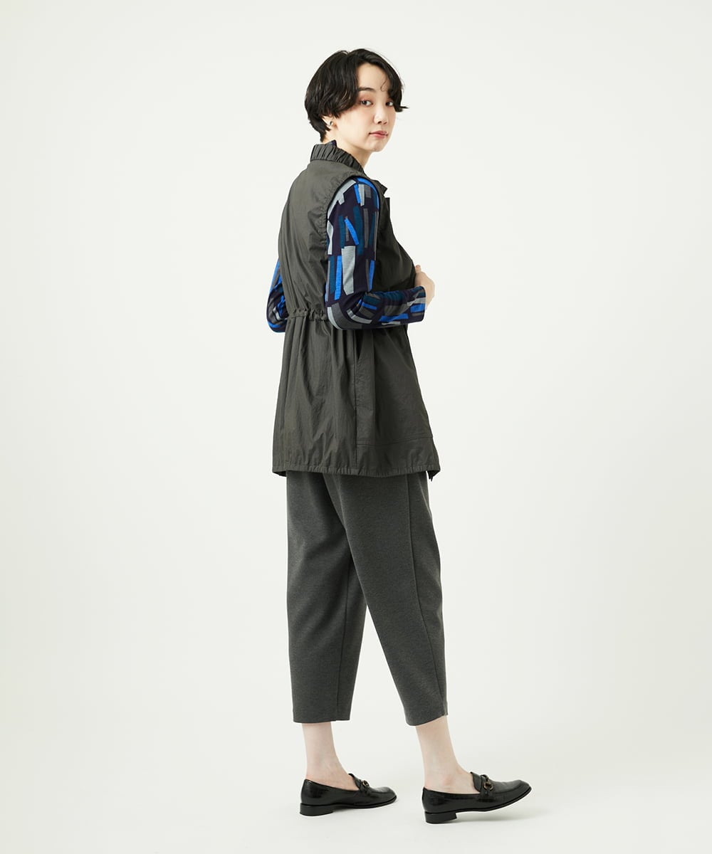 NGDAF01360 GIANNI LO GIUDICE(ジャンニ ロ ジュディチェ) [洗える]マイクロストライプストレッチロングベスト カーキ