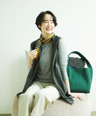 NGDAF01360 GIANNI LO GIUDICE(ジャンニ ロ ジュディチェ) [洗える]マイクロストライプストレッチロングベスト カーキ