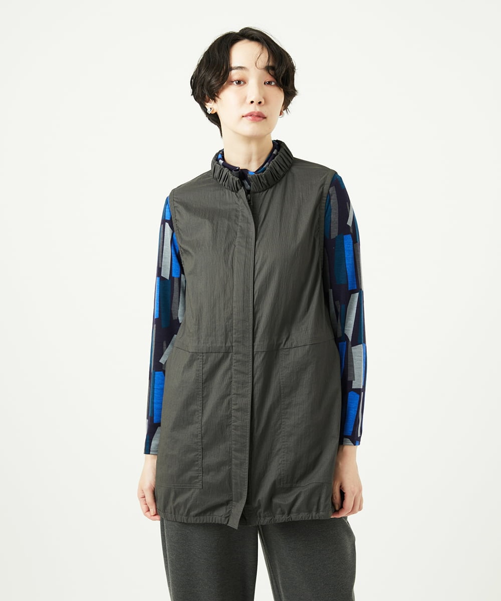NGDAF01360 GIANNI LO GIUDICE(ジャンニ ロ ジュディチェ) [洗える]マイクロストライプストレッチロングベスト カーキ