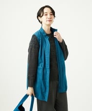NGDAF01360 GIANNI LO GIUDICE(ジャンニ ロ ジュディチェ) [洗える]マイクロストライプストレッチロングベスト ブルー