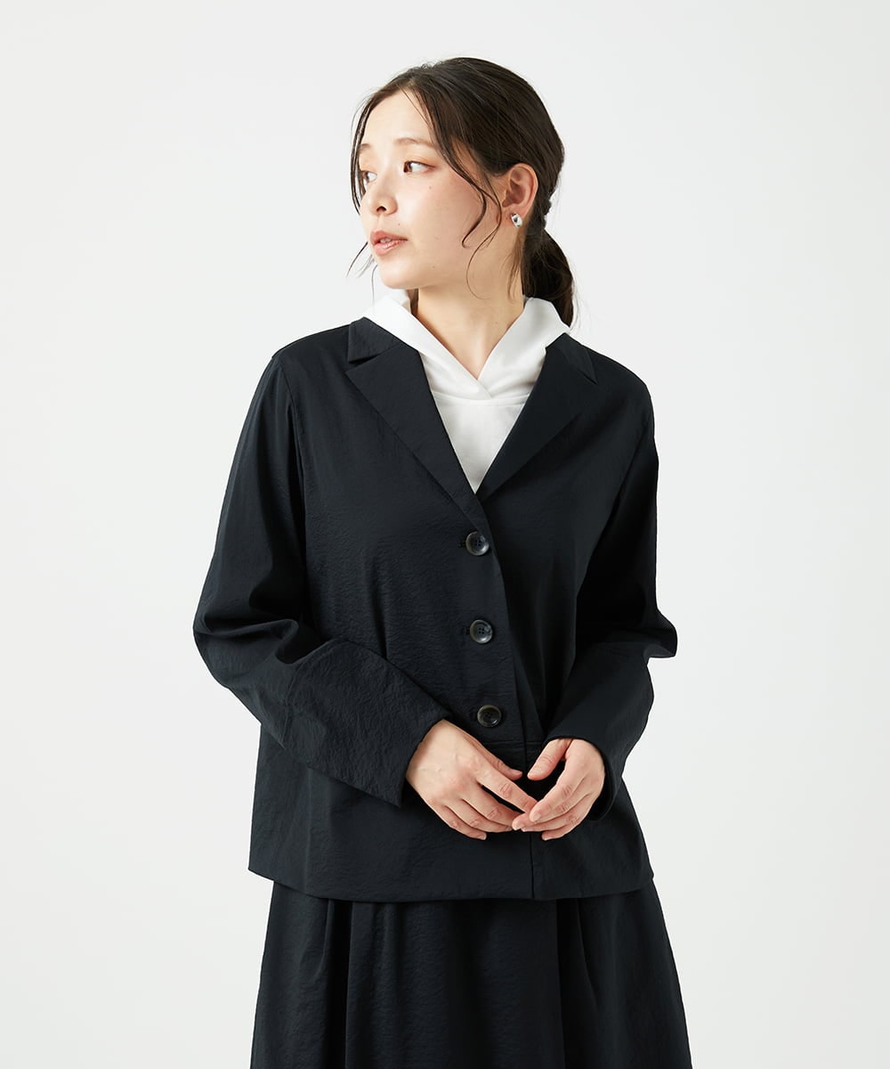 NGDED01450 GIANNI LO GIUDICE(ジャンニ ロ ジュディチェ) [日本製]クレイペーパーナイロンジャケット ブラック