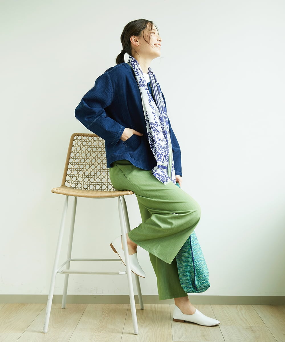 NGDED10330 GIANNI LO GIUDICE(ジャンニ ロ ジュディチェ) [洗える]二重織ガーゼデニム製品染めブルゾン ネイビー