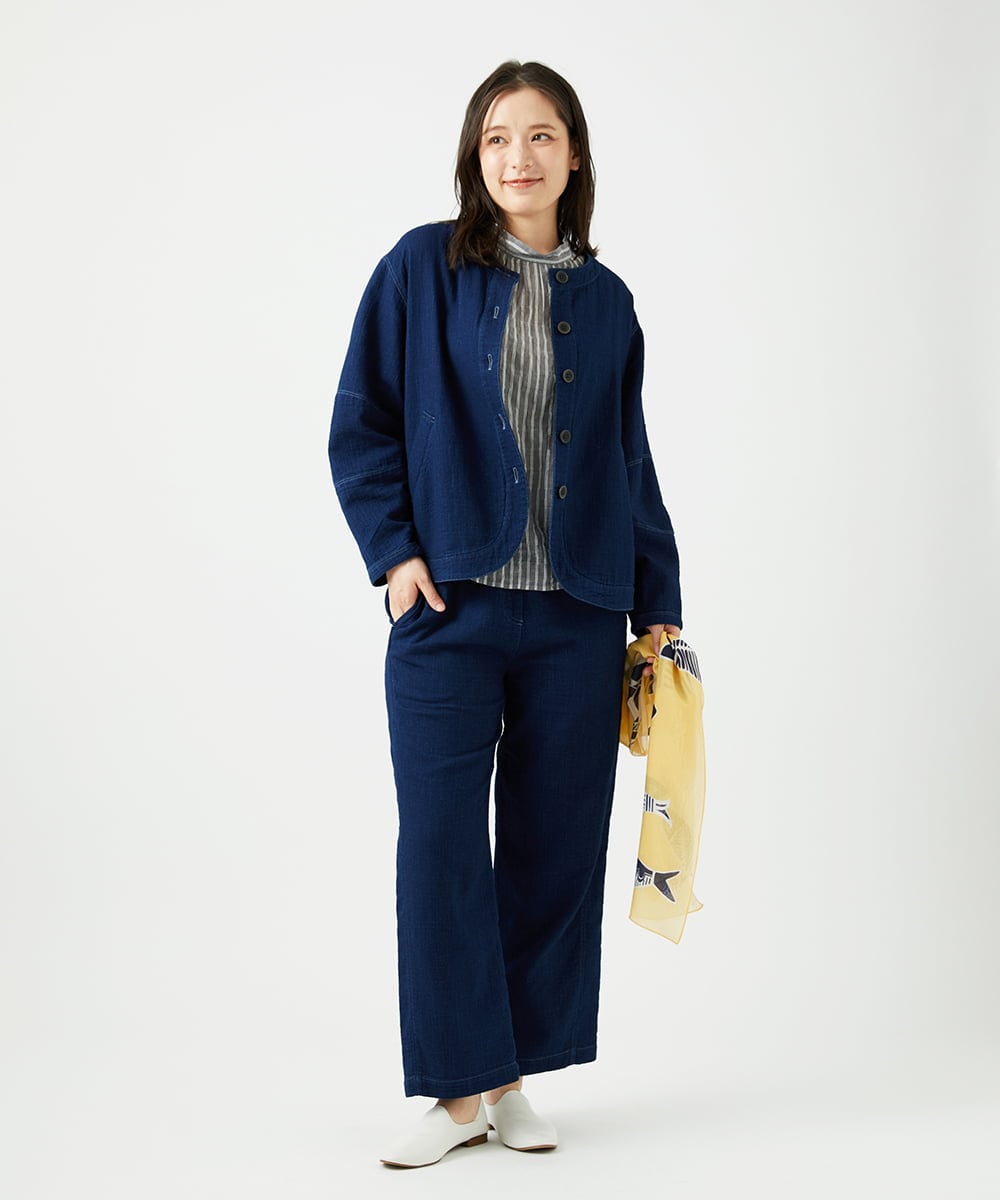 NGDED10330 GIANNI LO GIUDICE(ジャンニ ロ ジュディチェ) [洗える]二重織ガーゼデニム製品染めブルゾン ネイビー