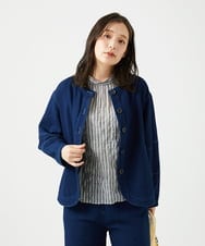 NGDED10330 GIANNI LO GIUDICE(ジャンニ ロ ジュディチェ) [洗える]二重織ガーゼデニム製品染めブルゾン ネイビー