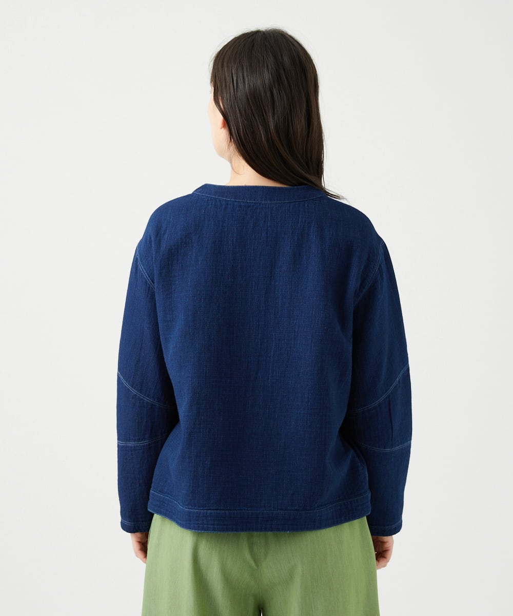 NGDED10330 GIANNI LO GIUDICE(ジャンニ ロ ジュディチェ) [洗える]二重織ガーゼデニム製品染めブルゾン ネイビー