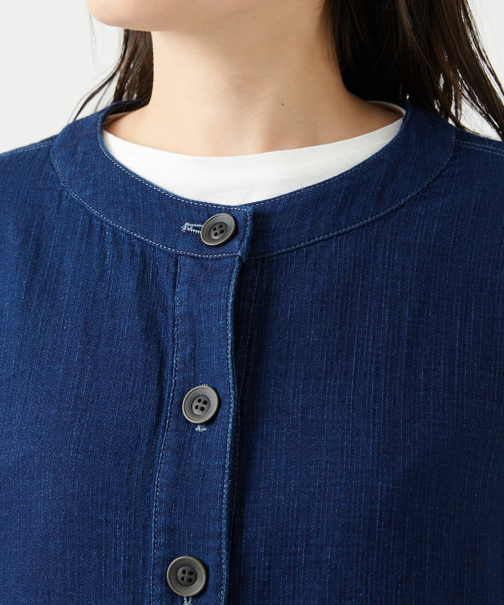 NGDED10330 GIANNI LO GIUDICE(ジャンニ ロ ジュディチェ) [洗える]二重織ガーゼデニム製品染めブルゾン ネイビー