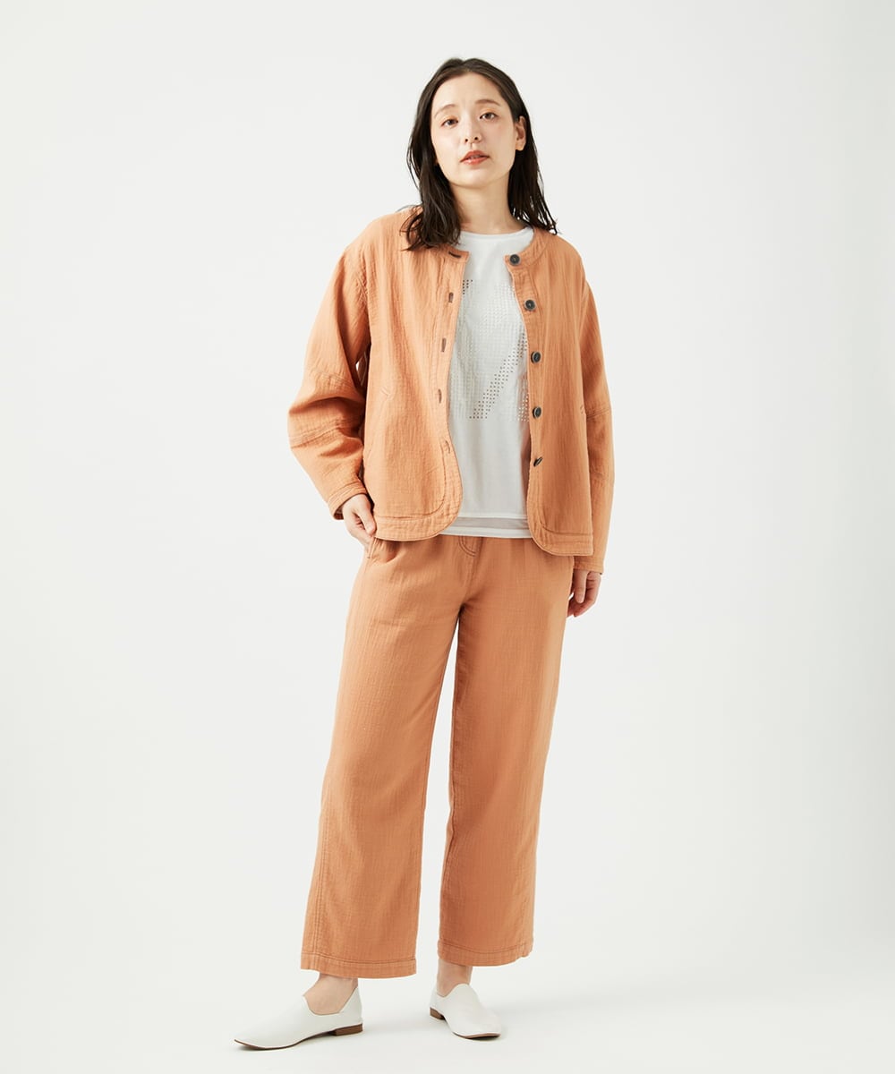 NGDED10330 GIANNI LO GIUDICE(ジャンニ ロ ジュディチェ) [洗える]二重織ガーゼデニム製品染めブルゾン ピンクベージュ