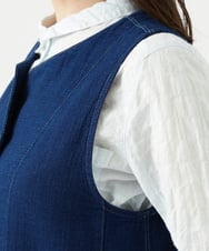 NGDEF15330 GIANNI LO GIUDICE(ジャンニ ロ ジュディチェ) [洗える]二重織ガーゼデニム製品染めジレ ネイビー