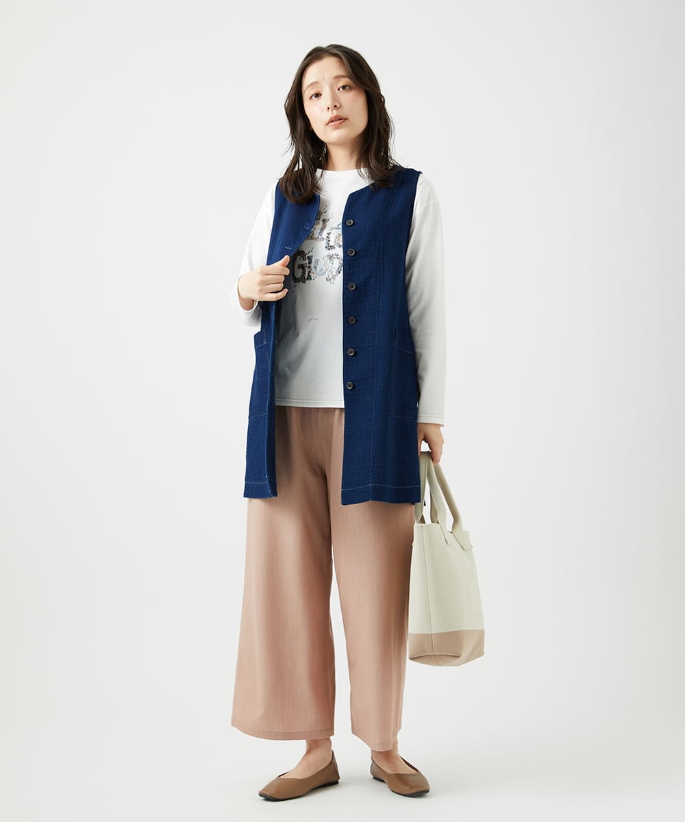 NGDEF15330 GIANNI LO GIUDICE(ジャンニ ロ ジュディチェ) [洗える]二重織ガーゼデニム製品染めジレ ネイビー