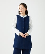 NGDEF15330 GIANNI LO GIUDICE(ジャンニ ロ ジュディチェ) [洗える]二重織ガーゼデニム製品染めジレ ネイビー