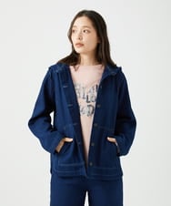 NGDEF16390 GIANNI LO GIUDICE(ジャンニ ロ ジュディチェ) [洗える]二重織ガーゼデニム製品染めフード付きブルゾン ネイビー